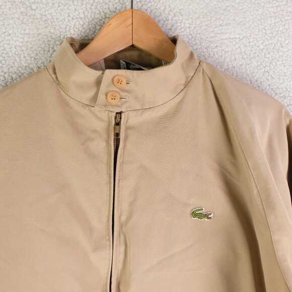 Vintage Izod Lacoste Herrington Jacket Mens Extra Large Beige Bomber Oversized - Picture 2 of 12
